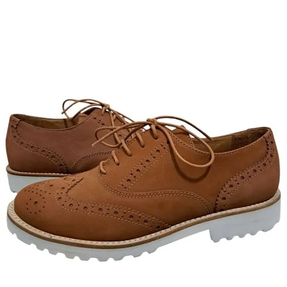 Wirth Women's Kamik Wing Lace Up Leather Textured Shoes Cognac Size 38 Brown