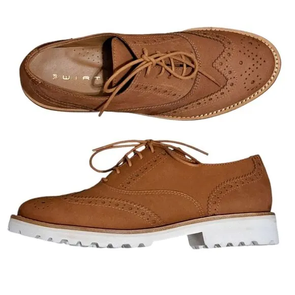 Wirth Women's Kamik Wing Lace Up Leather Textured Shoes Cognac Size 38 Brown
