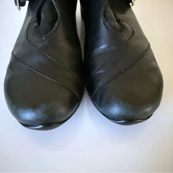 Wolky Black Leather Heeled Ankle Boots Womens SZ 38 US 7