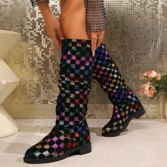 Women Fashionable Mid-Calf Sheep Velvet Soft Textured Colorful Rose Classic Boot