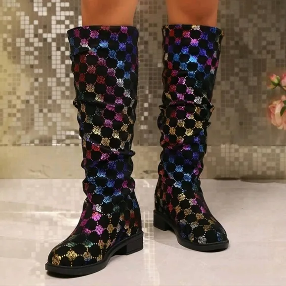 Women Fashionable Mid-Calf Sheep Velvet Soft Textured Colorful Rose Classic Boot