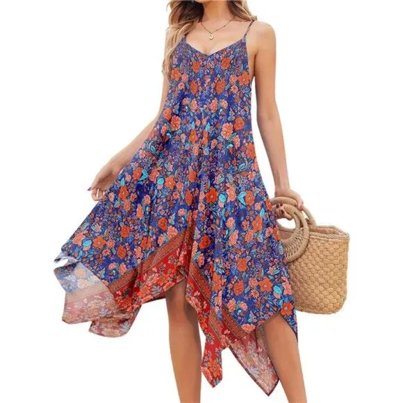 Women's 2025 Summer Dress Casual Boho Sundress Spaghetti Strap Swimwear