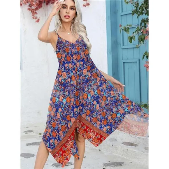 Women's 2025 Summer Dress Casual Boho Sundress Spaghetti Strap Swimwear
