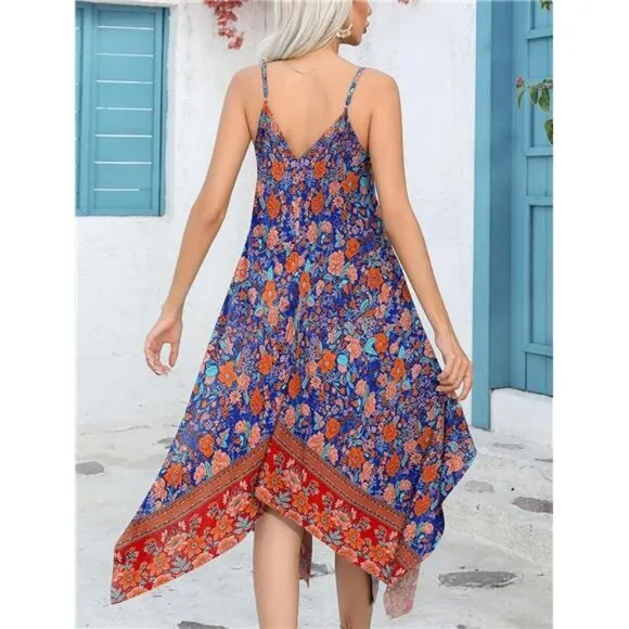 Women's 2025 Summer Dress Casual Boho Sundress Spaghetti Strap Swimwear