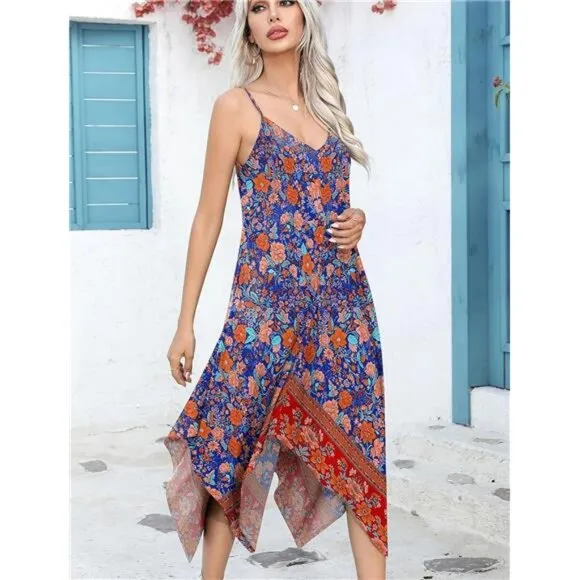 Women's 2025 Summer Dress Casual Boho Sundress Spaghetti Strap Swimwear