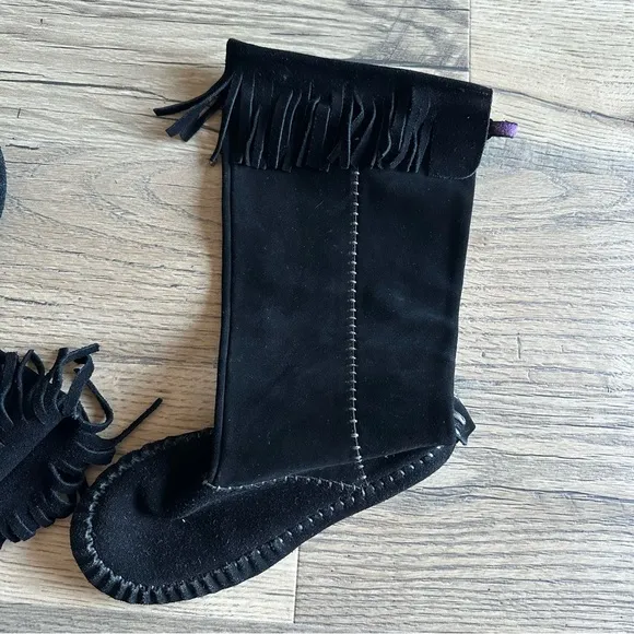 Women’s Black Flat Tall Moccasins