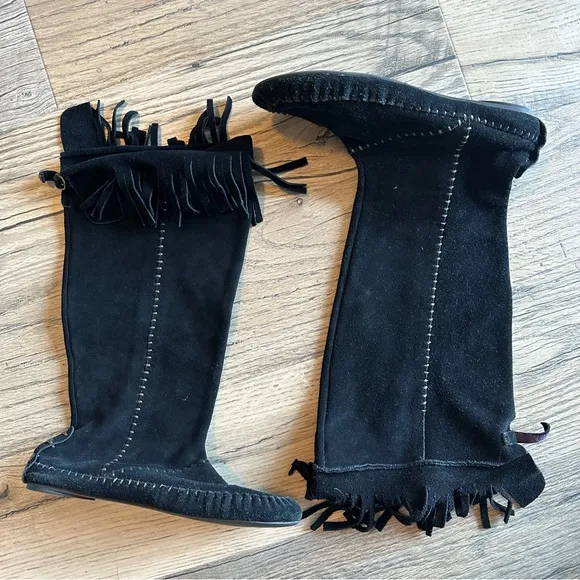 Women’s Black Flat Tall Moccasins