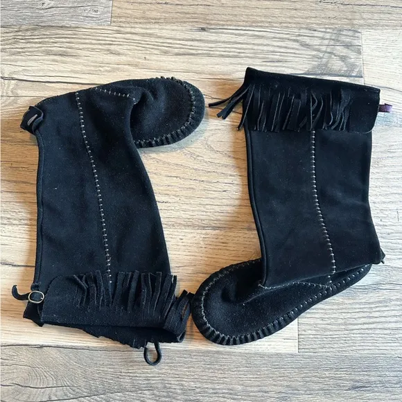 Women’s Black Flat Tall Moccasins