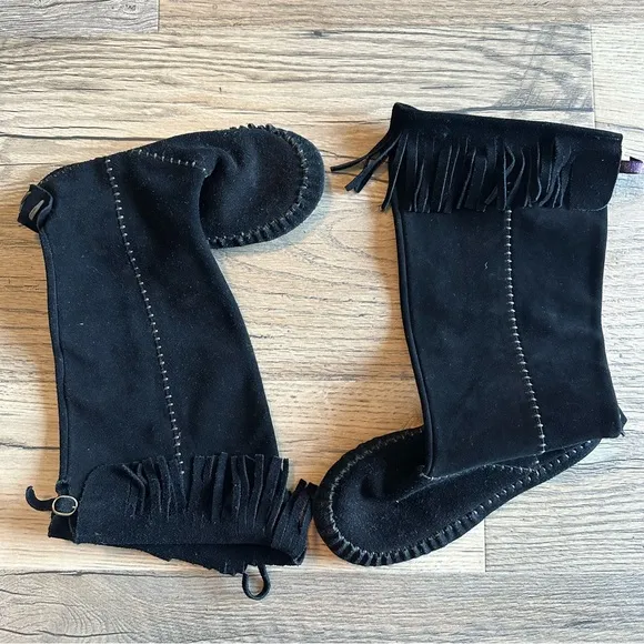 Women’s Black Flat Tall Moccasins