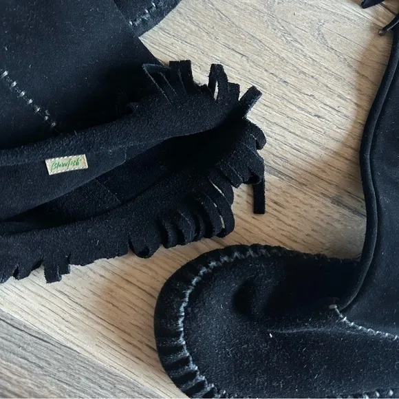 Women’s Black Flat Tall Moccasins