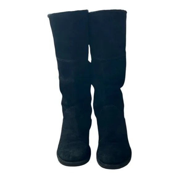 Women’s Boots DARIA Black Suede Leather Riding Boots Zip Side Flat Riding Boots