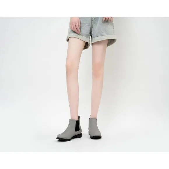 Women's Fall Flat Chelsea Boots Grey Polyurethane Comfortable Short Ankle Boots
