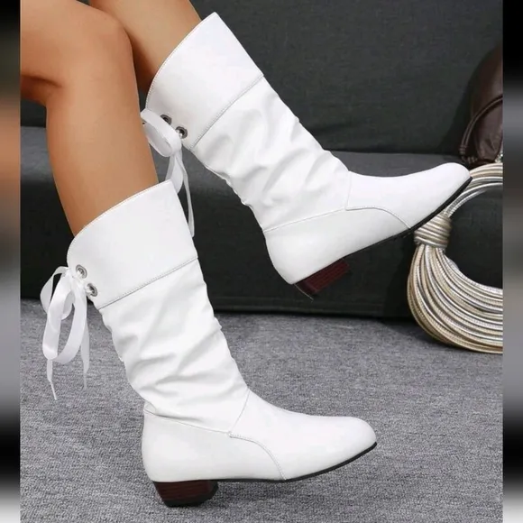 Women's Fashion Versatile Lace-Up Flat Riding Boots, New Long Boots, Casual