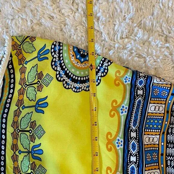 Women's Kaftan Maxi Dress. Yellow/Multicolor. S/M. Bright. Beachwear. Resortwear