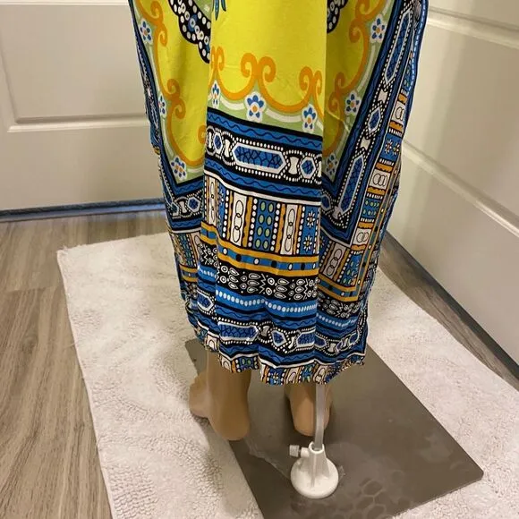 Women's Kaftan Maxi Dress. Yellow/Multicolor. S/M. Bright. Beachwear. Resortwear