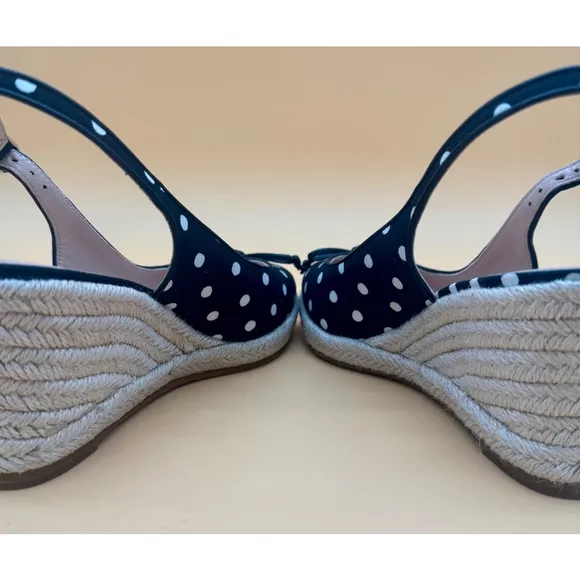 Women's Kate Spade Espadrille Wedges Size 6 Black Polka Dot