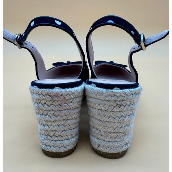 Women's Kate Spade Espadrille Wedges Size 6 Black Polka Dot