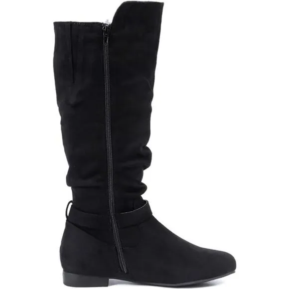 Women's Knee High Boots Flat Warm Winter Boots with Side Zipper