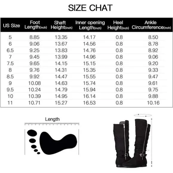 Women's Knee High Boots Flat Warm Winter Boots with Side Zipper