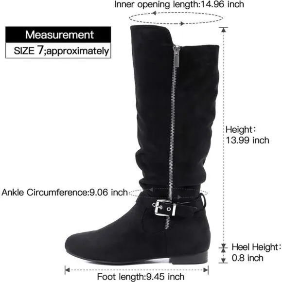Women's Knee High Boots Flat Warm Winter Boots with Side Zipper