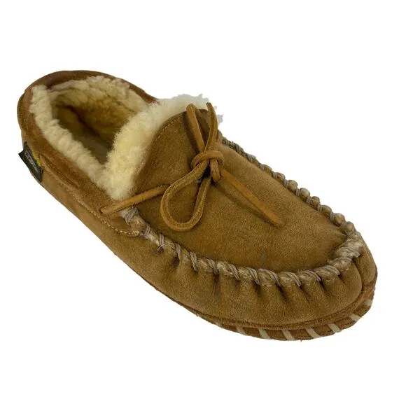 Women's L.L. BEAN Size 8 Medium Shearling Lined Suede Slippers Moccasins Loafers