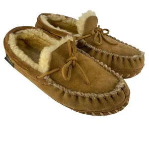 Women's L.L. BEAN Size 8 Medium Shearling Lined Suede Slippers Moccasins Loafers