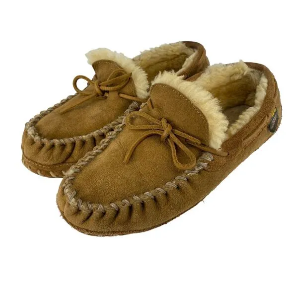 Women's L.L. BEAN Size 8 Medium Shearling Lined Suede Slippers Moccasins Loafers