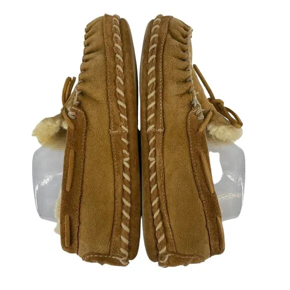 Women's L.L. BEAN Size 8 Medium Shearling Lined Suede Slippers Moccasins Loafers