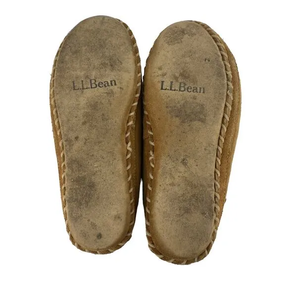 Women's L.L. BEAN Size 8 Medium Shearling Lined Suede Slippers Moccasins Loafers