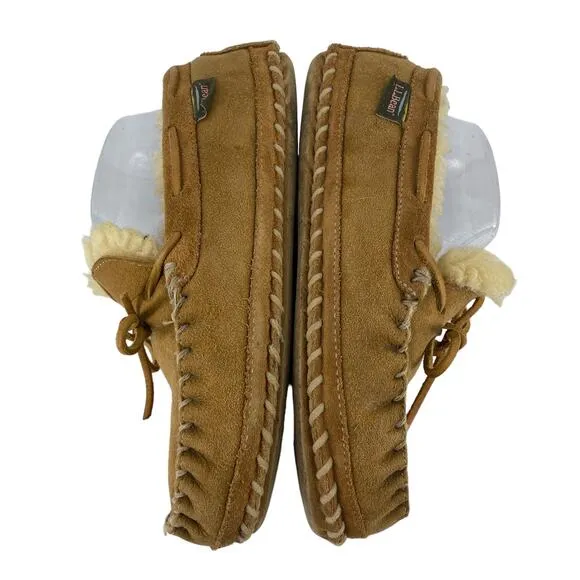 Women's L.L. BEAN Size 8 Medium Shearling Lined Suede Slippers Moccasins Loafers