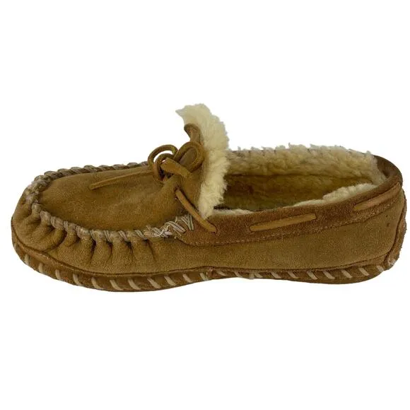 Women's L.L. BEAN Size 8 Medium Shearling Lined Suede Slippers Moccasins Loafers