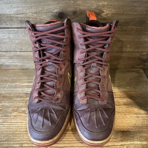 Womens Nike Dunk Super Sky Hi Burgundy Leather Casual Wedges Sneakers Size 8 M‎
