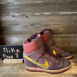 Womens Nike Dunk Super Sky Hi Burgundy Leather Casual Wedges Sneakers Size 8 M‎
