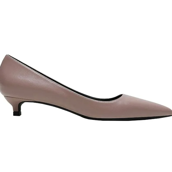 Women's Slip On Pointed Toe Ultra Low Kitten Heel Basic Dress Pumps Shoes.