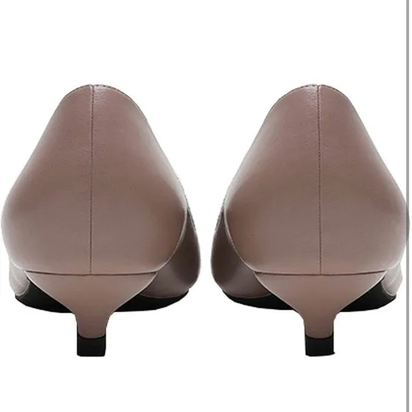 Women's Slip On Pointed Toe Ultra Low Kitten Heel Basic Dress Pumps Shoes.