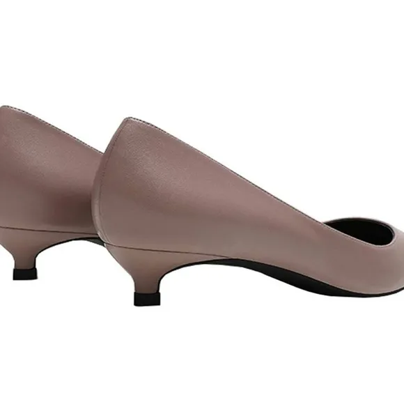 Women's Slip On Pointed Toe Ultra Low Kitten Heel Basic Dress Pumps Shoes.