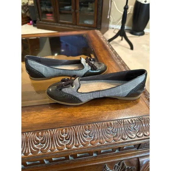 Womens Sperry Brown Plaid Preppy Flats. Size 7.5. NWOB