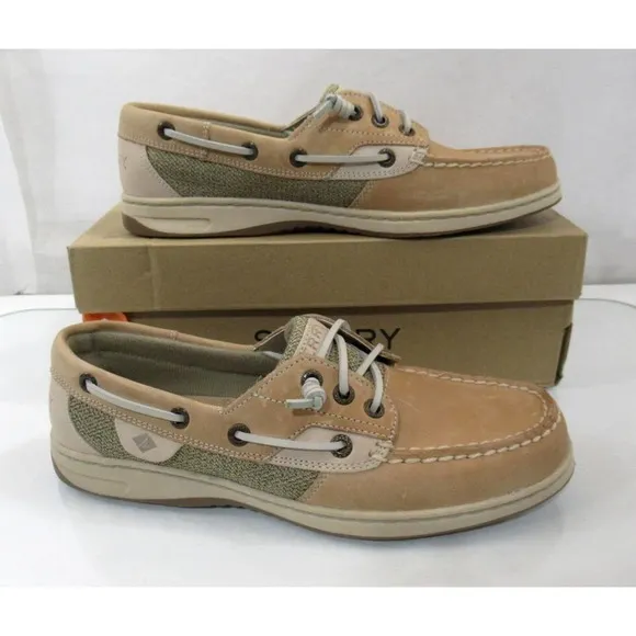 Women's Sperry Top Sider Rosefish Boat Shoes Memory Foam Linen / Oat Size 8.5