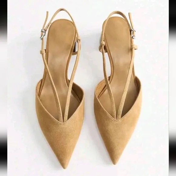 Women's Suede Strap Decor Thick Kitten Heel Open Toe Pumps High Heels