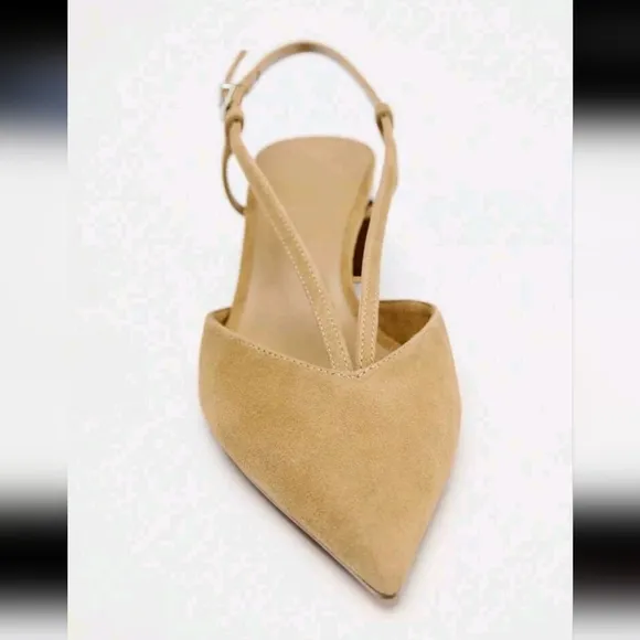 Women's Suede Strap Decor Thick Kitten Heel Open Toe Pumps High Heels
