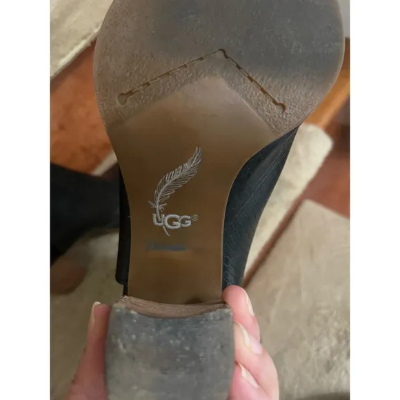 Women's UGG Open Toe Heels Black Size 7 In Excellent Condition