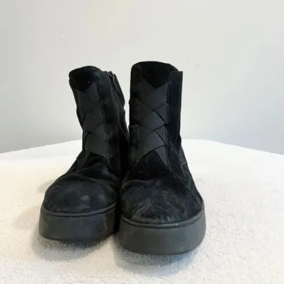 Wonders Fly Women’s 8 Black Ankle Boots 8332 Booties Suede Platform 38 Side Zip