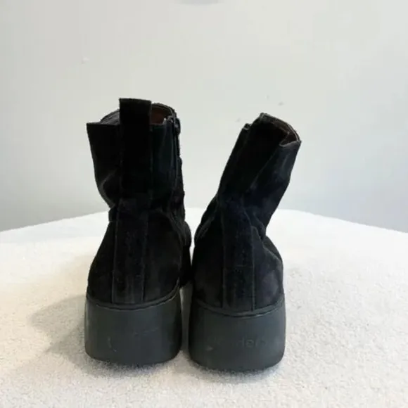 Wonders Fly Women’s 8 Black Ankle Boots 8332 Booties Suede Platform 38 Side Zip