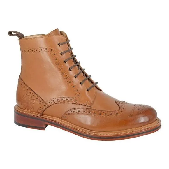 Woodland Mens Leather Ankle Boots / Tan