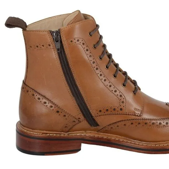 Woodland Mens Leather Ankle Boots / Tan