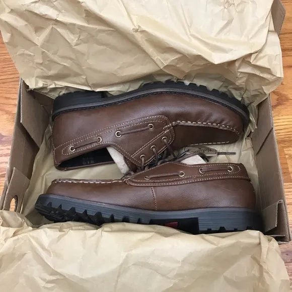 Woolrich Mens Trout Run Brown Vegan Faux Leather Boat Shoes Size 9.5