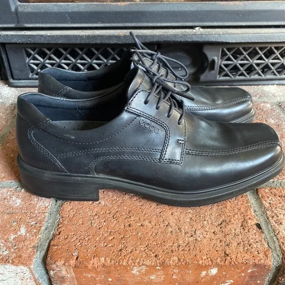 WORN ONCE! Ecco Helsinki Lace Up Oxford Shoes Black Leather EU 45 US 11-11.5