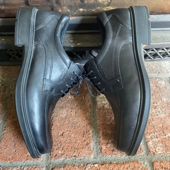 WORN ONCE! Ecco Helsinki Lace Up Oxford Shoes Black Leather EU 45 US 11-11.5