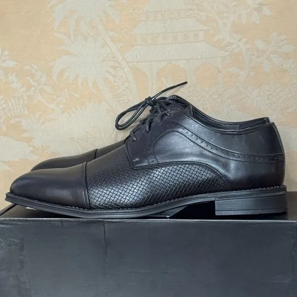 Xray Devon Black Dress Shoes Vegan Leather Lace-Up Textured Oxford 8.5 NWB