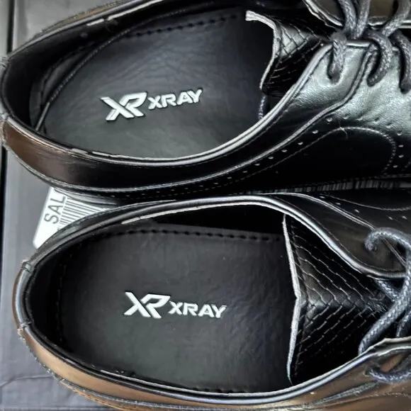 Xray Devon Black Dress Shoes Vegan Leather Lace-Up Textured Oxford 8.5 NWB
